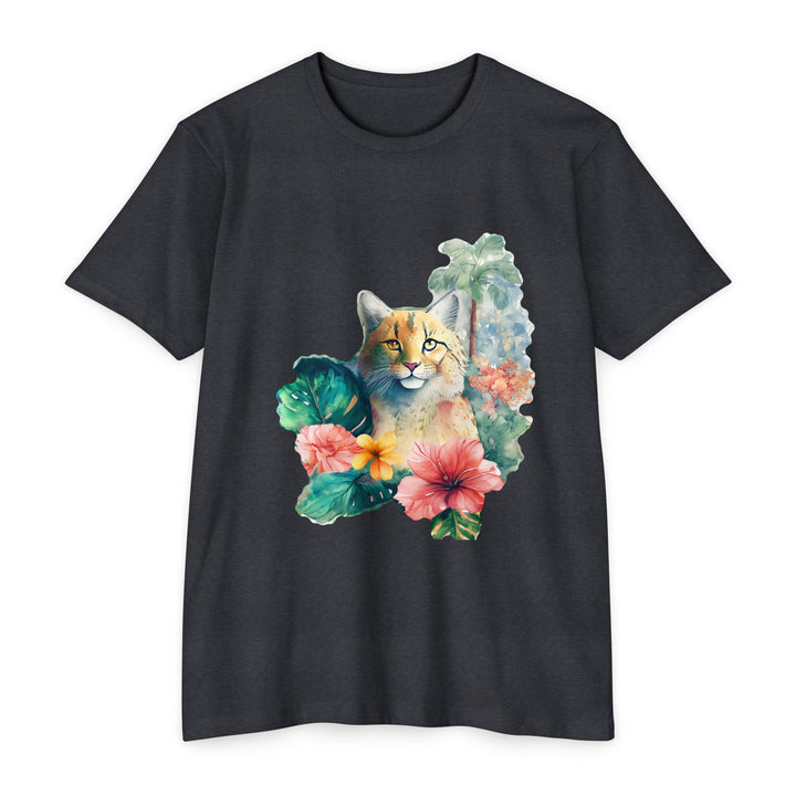 Tropical Feline Paradise Shirt - Exotic Cat in Floral Bliss