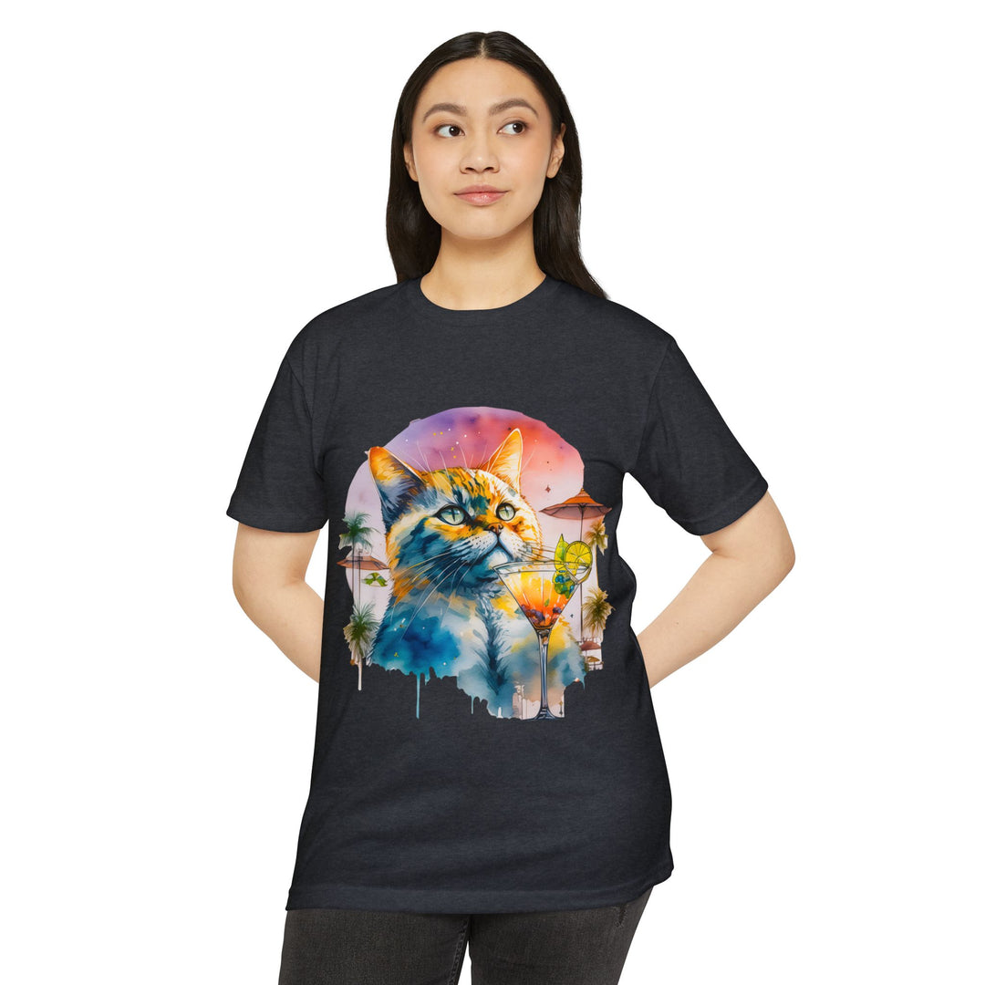 Tropical Feline Bliss Art Top - Vacation Vibes Cat Design