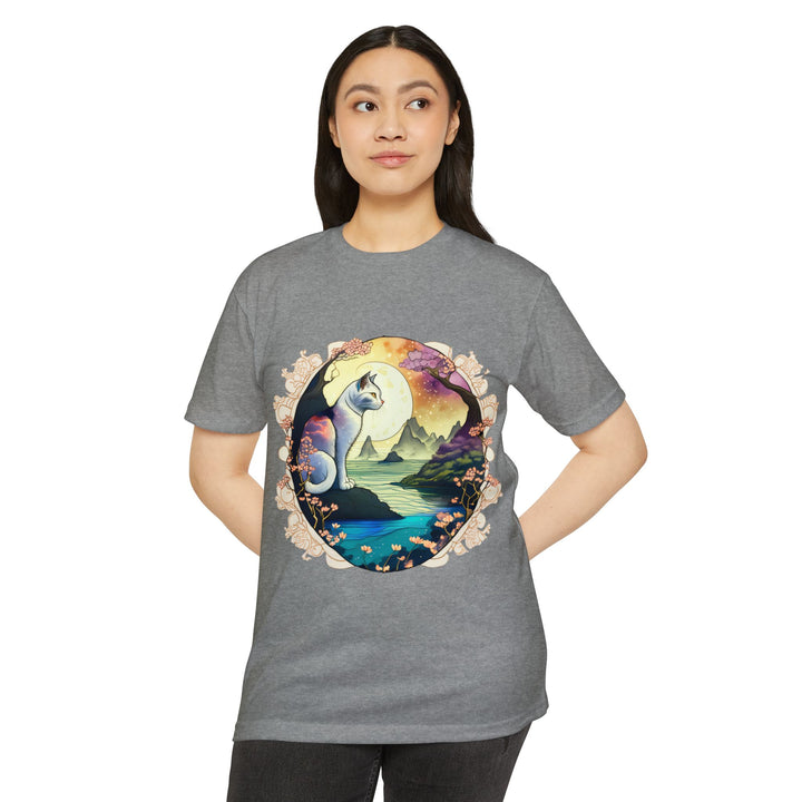 Mystic Moonlit Cat Art Top - Enchanted Night Design