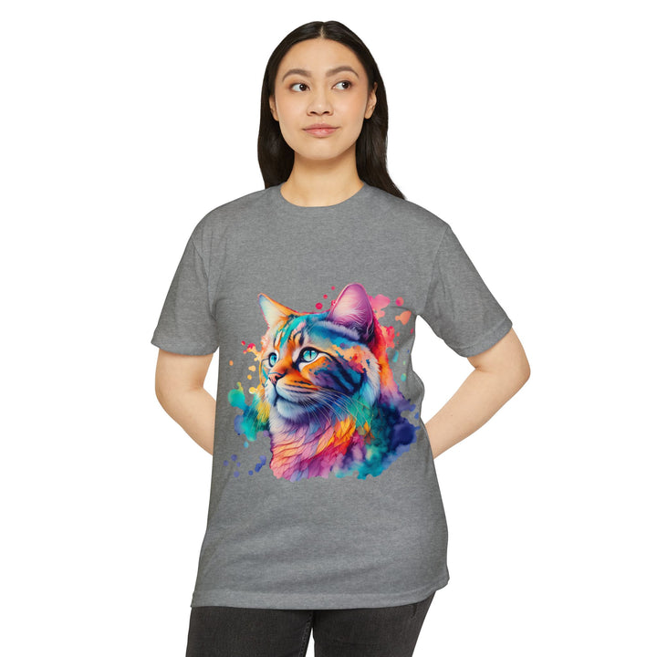 Vibrant Feline Elegance Shirt - Watercolor Cat Art