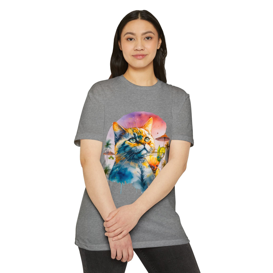 Tropical Feline Bliss Art Top - Vacation Vibes Cat Design