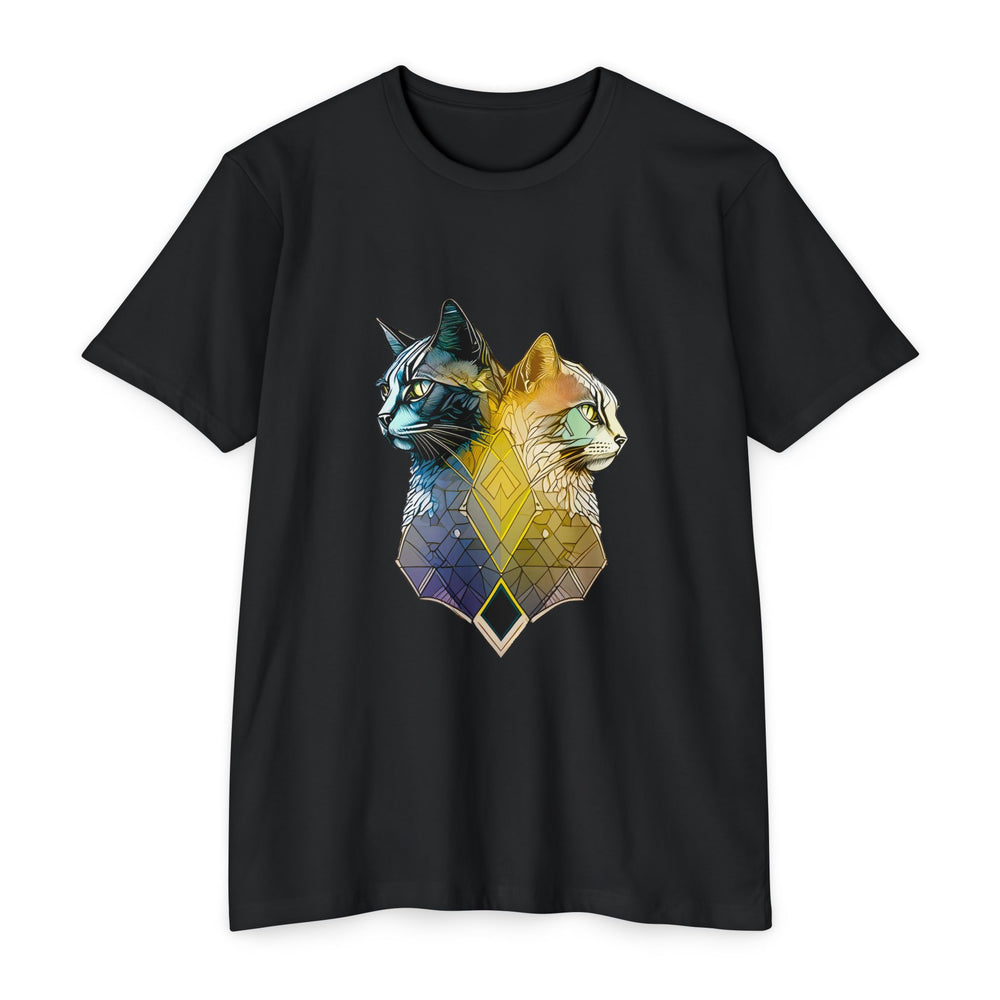 Dual Essence Cat Top - Unisex Modern Art T-Shirt