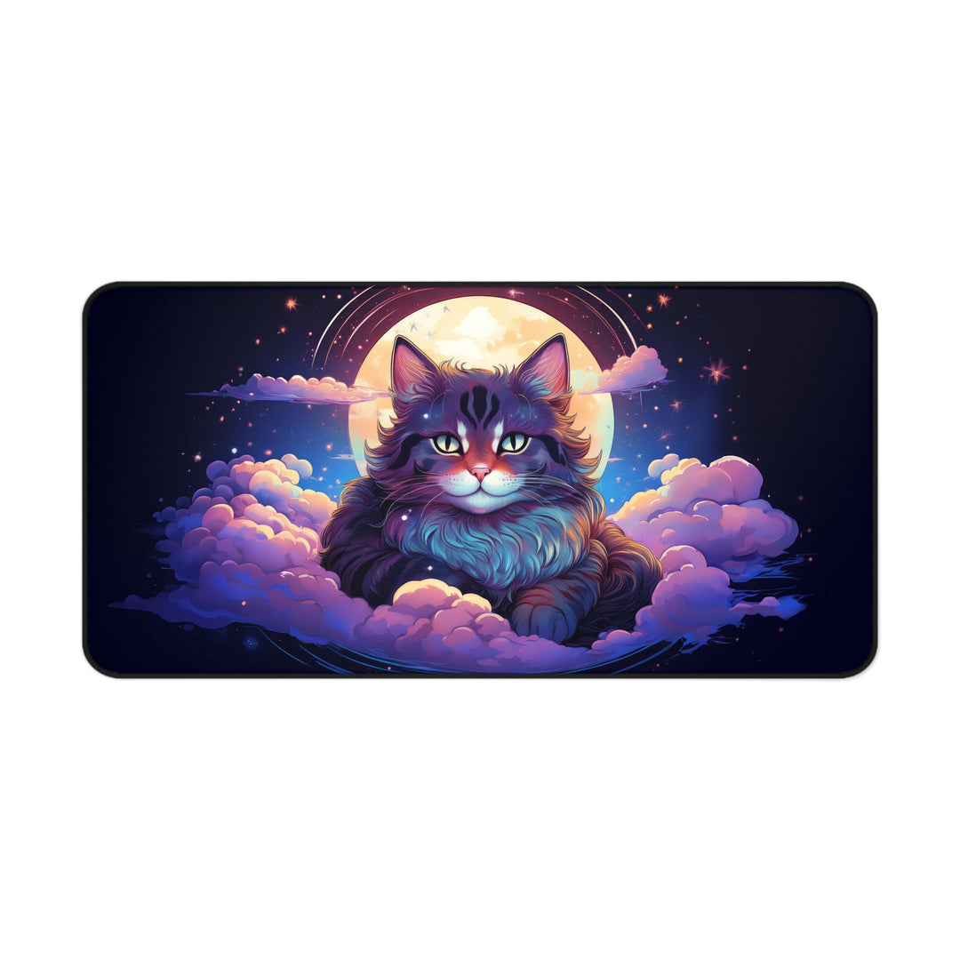 Moonlit Cat Desk Mat – Celestial Comfort for Your Workspace