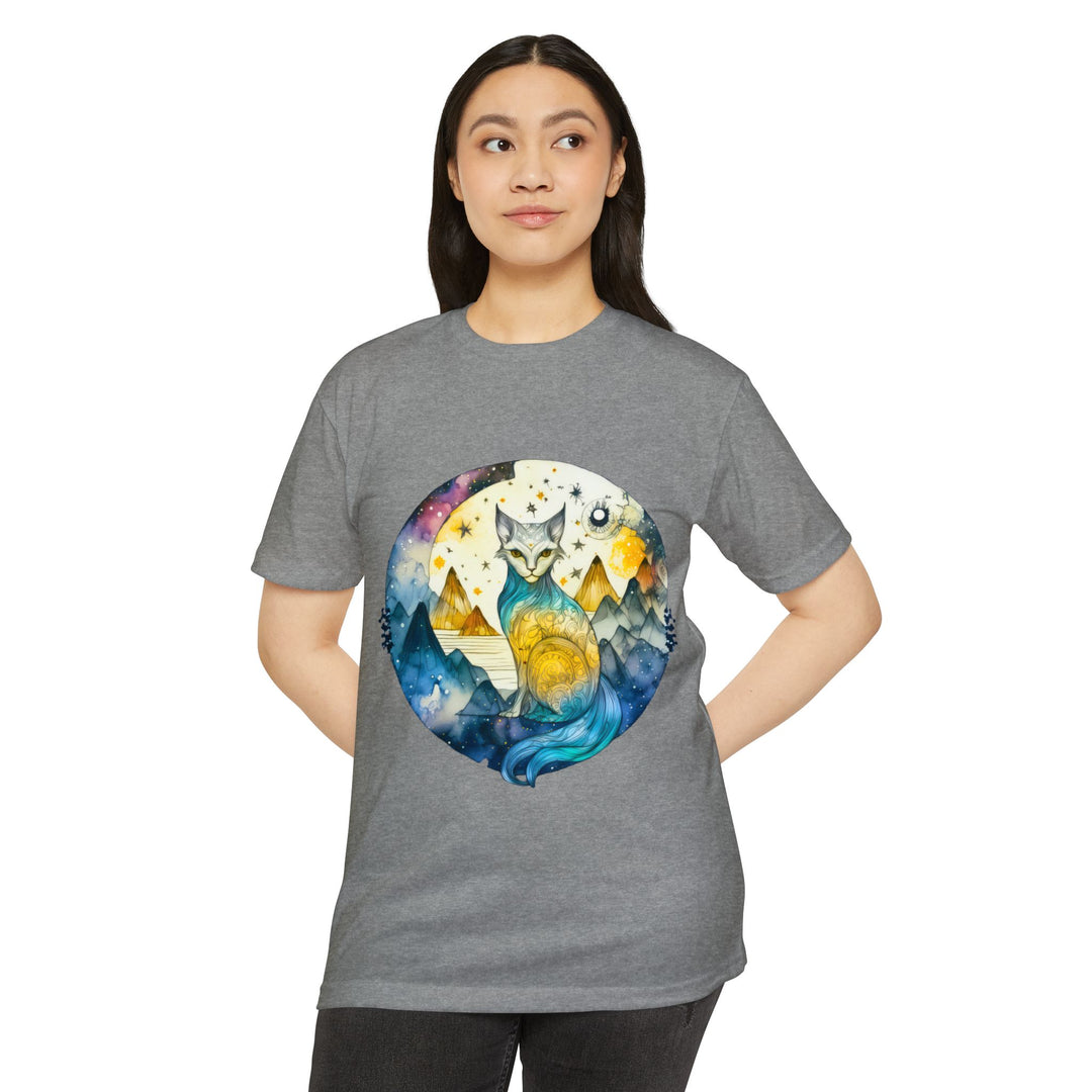 Mystical Moon Cat Top - Unisex Celestial Journey T-Shirt