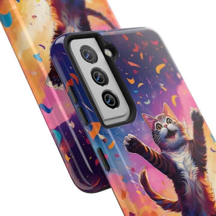 Celebration Cat Tough Phone Case – Bold Protection with a Burst of Fun