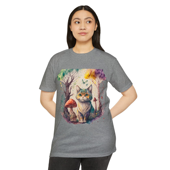 Enchanted Forest Feline Art Top - Whimsical Cat Design