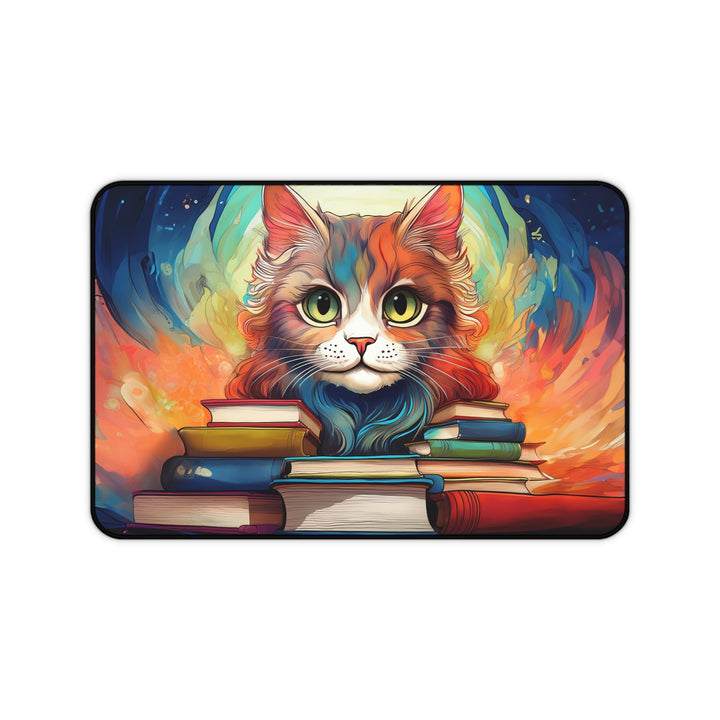 Bookworm Cat Desk Mat – Fuel Your Creativity in Style