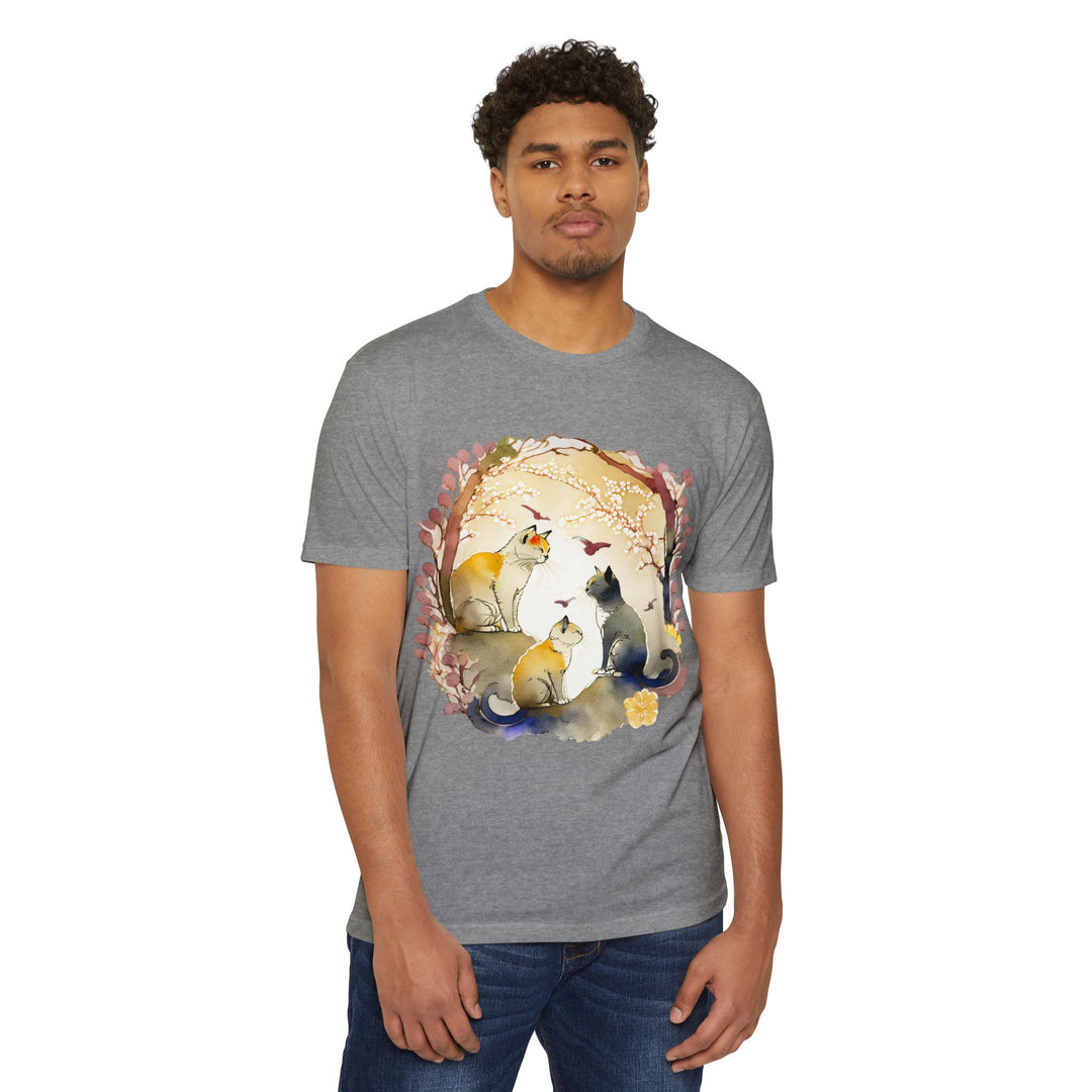 Whimsical Garden Cat Top - Unisex Watercolor Nature T-Shirt