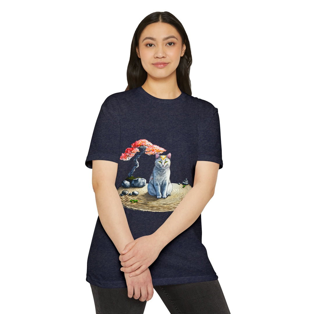 Peaceful Zen Garden Cat Shirt - Serene Feline Art Design