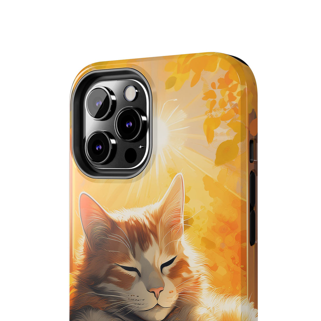 Sunlit Cat Tough Phone Case – Warmth and Protection in One