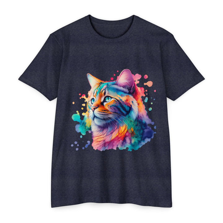 Vibrant Feline Elegance Shirt - Watercolor Cat Art