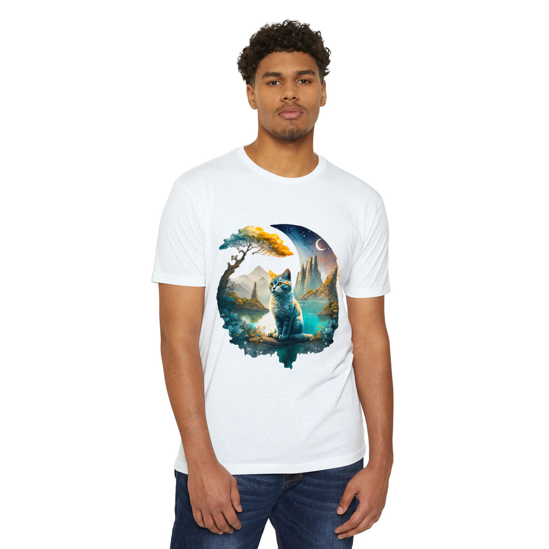 Celestial Watch Cat Top - Unisex Mystical Scenery T-Shirt