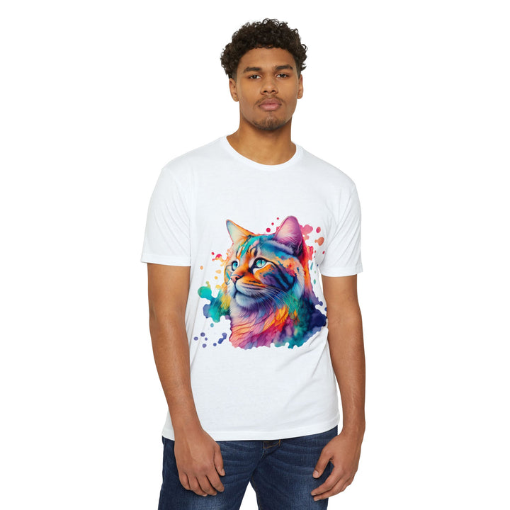 Vibrant Feline Elegance Shirt - Watercolor Cat Art