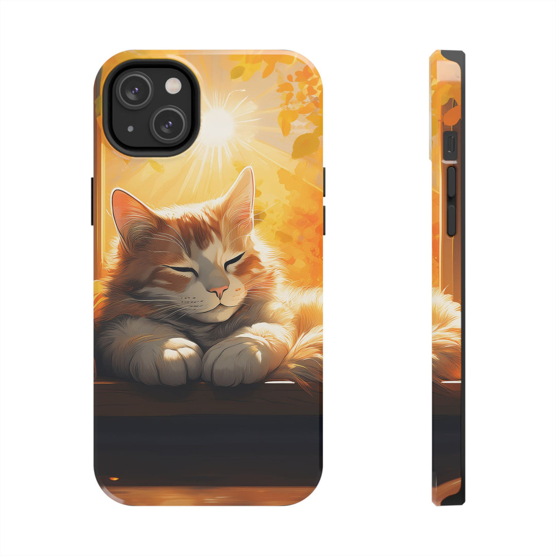 Sunlit Cat Tough Phone Case – Warmth and Protection in One