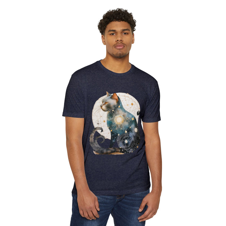 Cosmic Feline Elegance Top - Celestial Cat Art