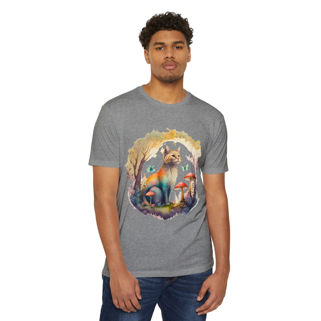 Mystical Woodland Feline Top - Enchanted Cat Art