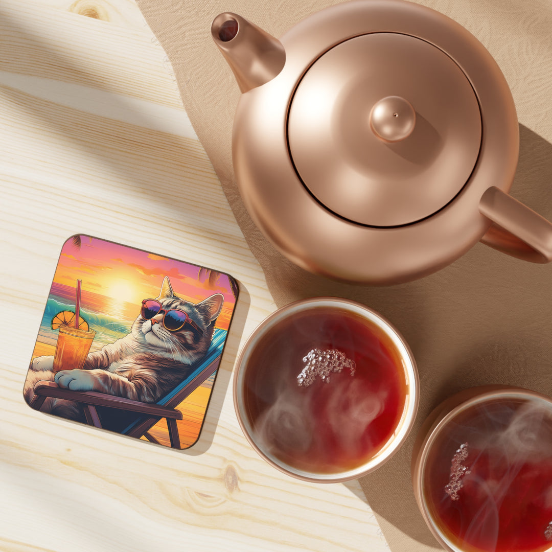 Chill Cat Beach Vibes Coaster – Relax in Style