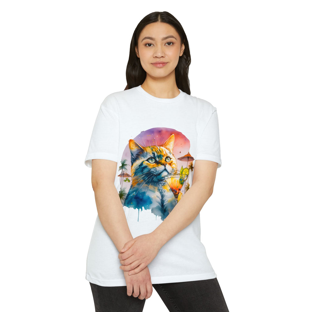 Tropical Feline Bliss Art Top - Vacation Vibes Cat Design