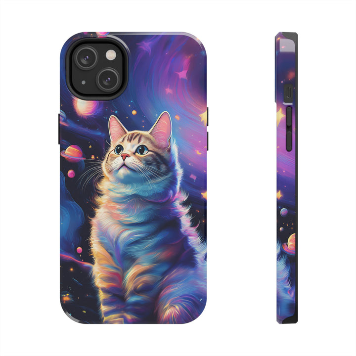 Cosmic Cat Tough Phone Case – Stellar Protection for Your Device