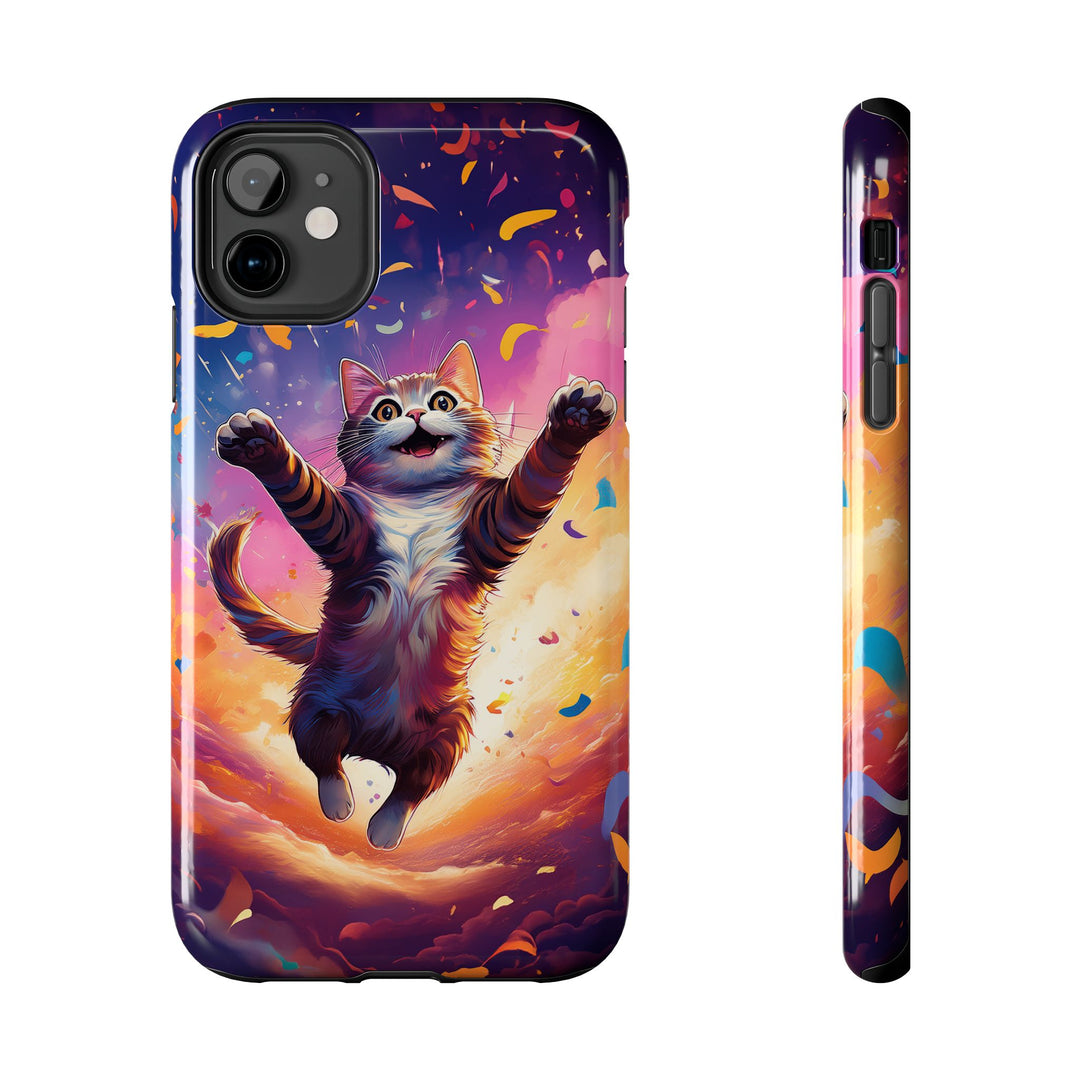 Celebration Cat Tough Phone Case – Bold Protection with a Burst of Fun