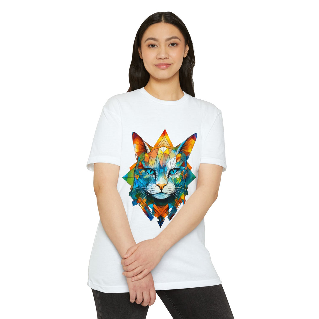 Geometric Prism Cat Top - Unisex Artistic Expression T-Shirt