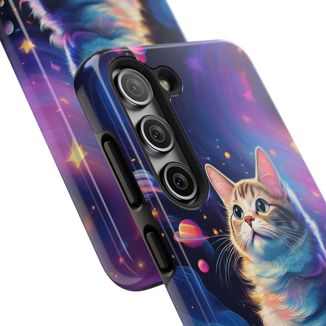 Cosmic Cat Tough Phone Case – Stellar Protection for Your Device