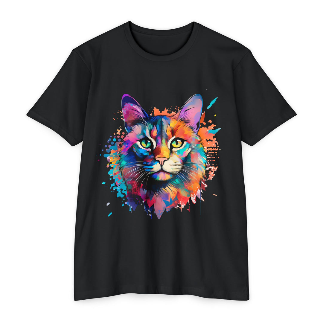 Colorful Cat Portrait Shirt - Abstract Feline Art