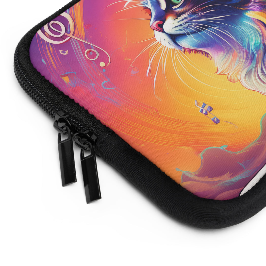 Symphony of Whiskers: Melodic Laptop Sleeve