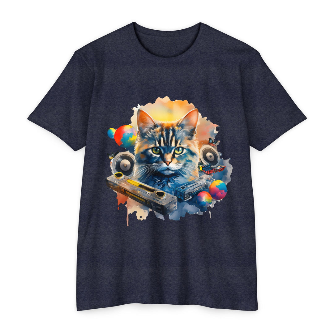 Retro Beats Feline Top - Stylish Unisex T-Shirt