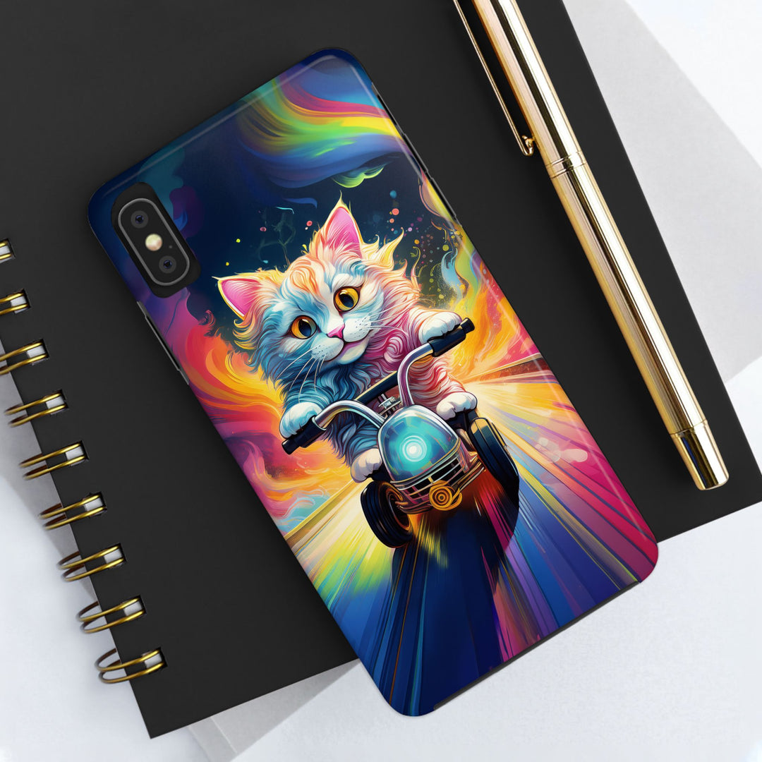 Motorbike Cat Tough Phone Case – Bold Protection with a Dash of Adventure