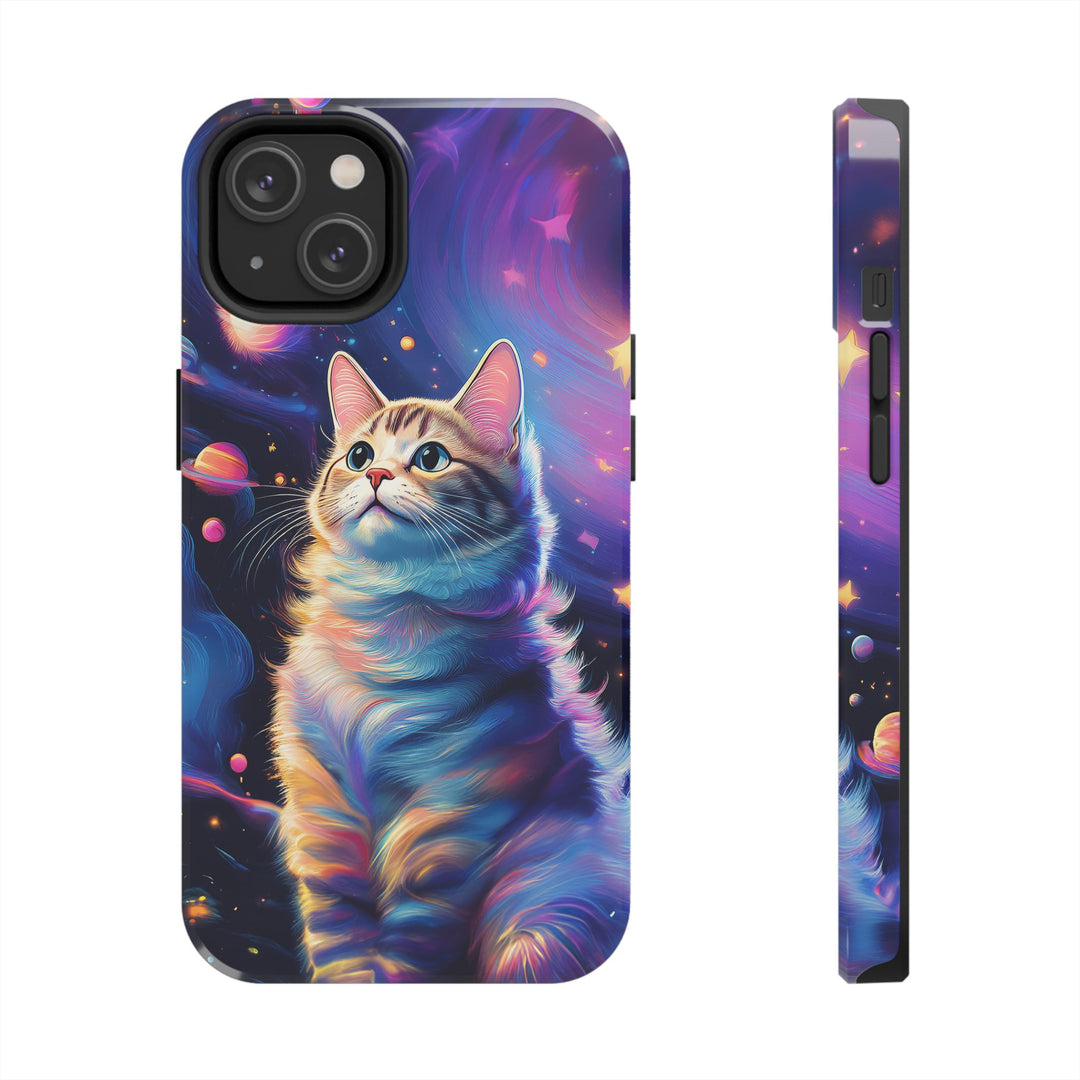 Cosmic Cat Tough Phone Case – Stellar Protection for Your Device