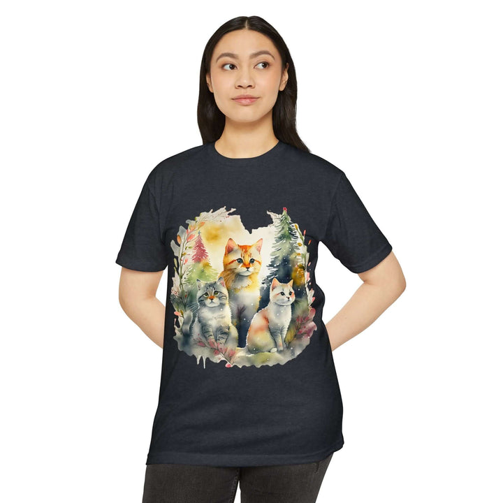 Forest Whispers Cat Top - Unisex Nature-Inspired Watercolor T-Shirt