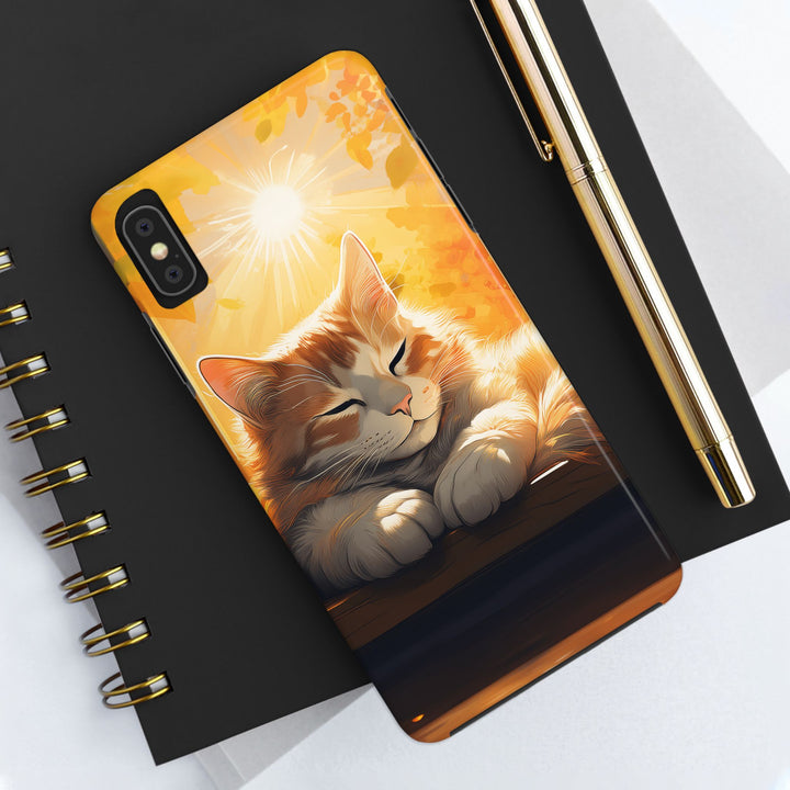 Sunlit Cat Tough Phone Case – Warmth and Protection in One