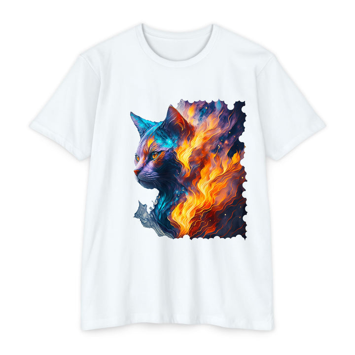 Ethereal Blaze Cat Art Top - Fiery Feline Fantasy