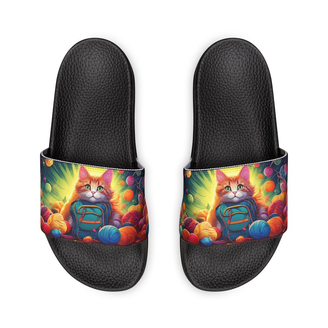 Vibrant Cat Yarn Kids Slide Sandals – Durable Comfort for Summer Adventures