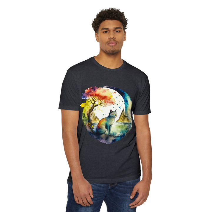 Tranquil Feline Oasis Top - Unisex Watercolor Nature T-Shirt