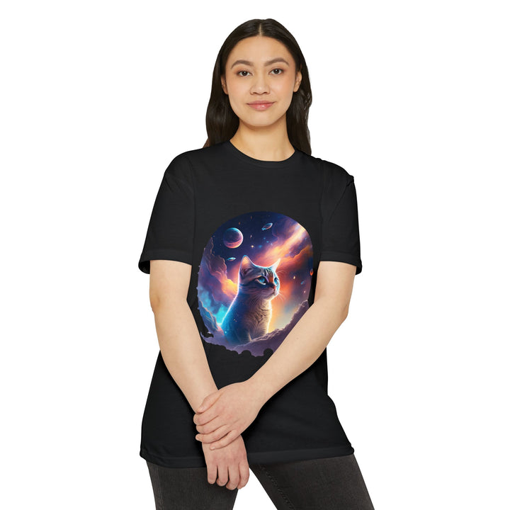 Galactic Cat Gaze Shirt - Celestial Wonders Design