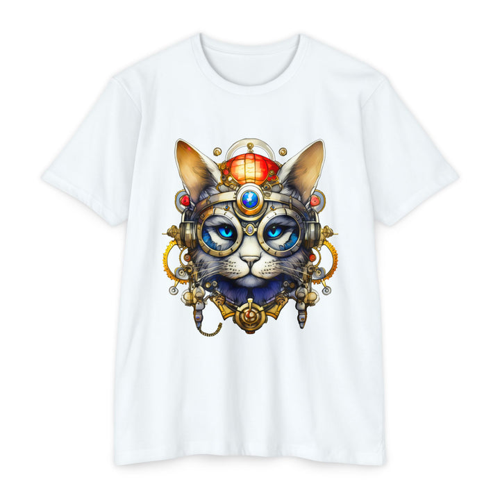 Steampunk Cat Art Top - Intricate Mechanical Design