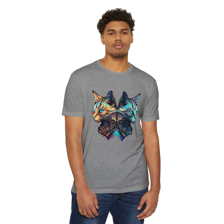 Dual Cat Fusion Art Top - Vibrant Unisex Apparel