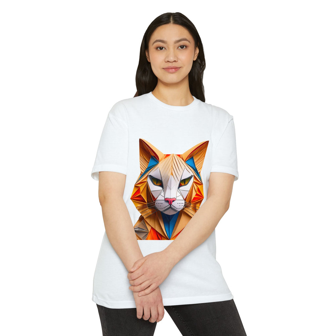 Geometric Feline T-Shirt - Modern Cat Art