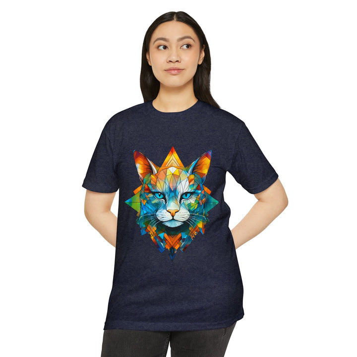 Geometric Prism Cat Top - Unisex Artistic Expression T-Shirt