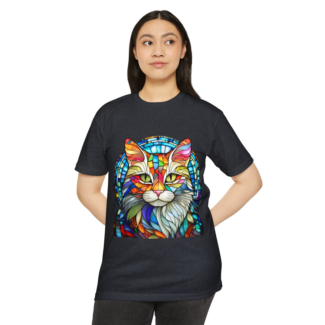 Stained Glass Cat T-Shirt - Kaleidoscope Cat Magic