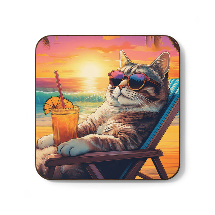 Chill Cat Beach Vibes Coaster – Relax in Style