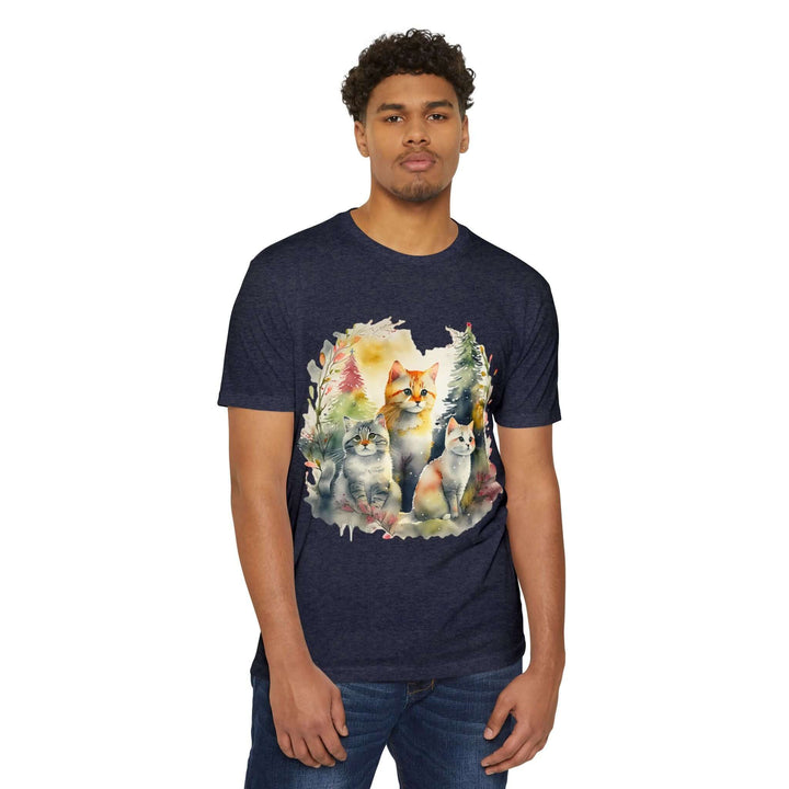 Forest Whispers Cat Top - Unisex Nature-Inspired Watercolor T-Shirt