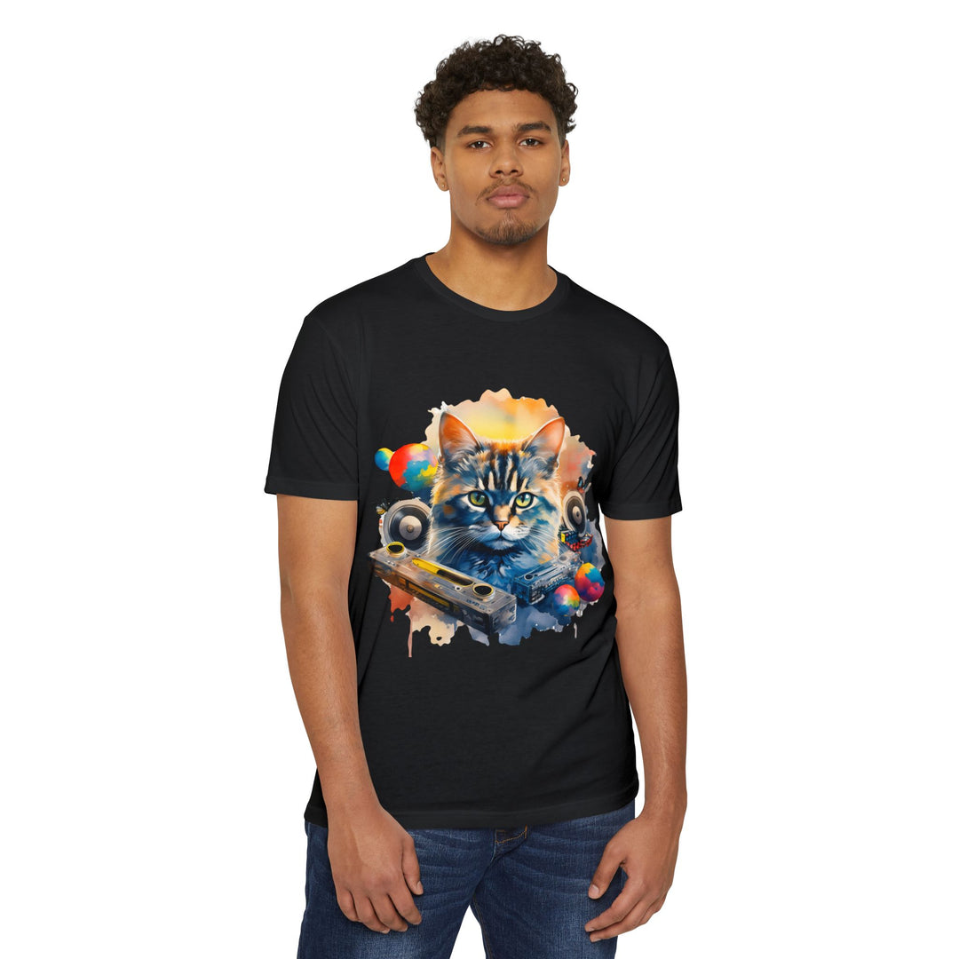 Retro Beats Feline Top - Stylish Unisex T-Shirt