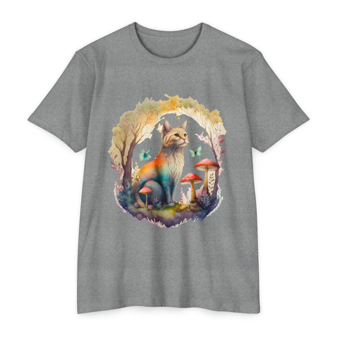 Mystical Woodland Feline Top - Enchanted Cat Art