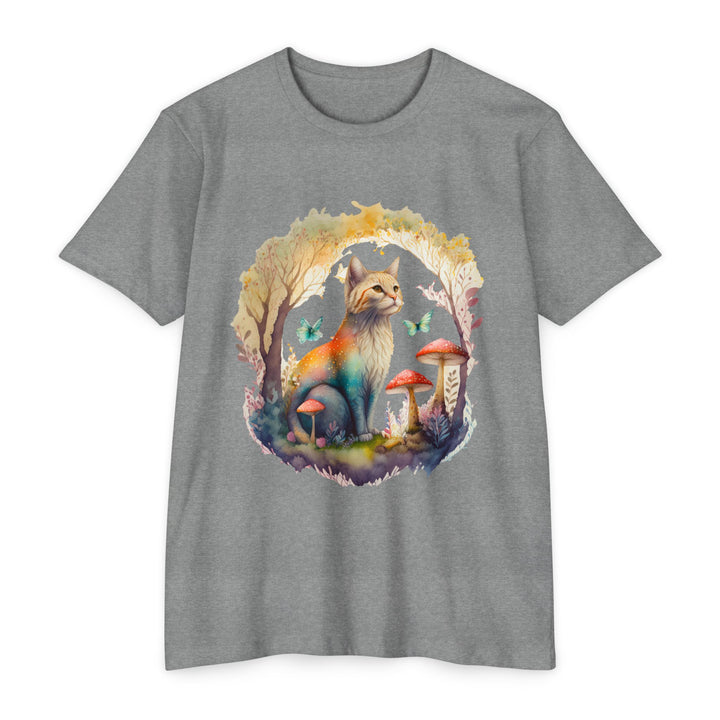 Mystical Woodland Feline Top - Enchanted Cat Art