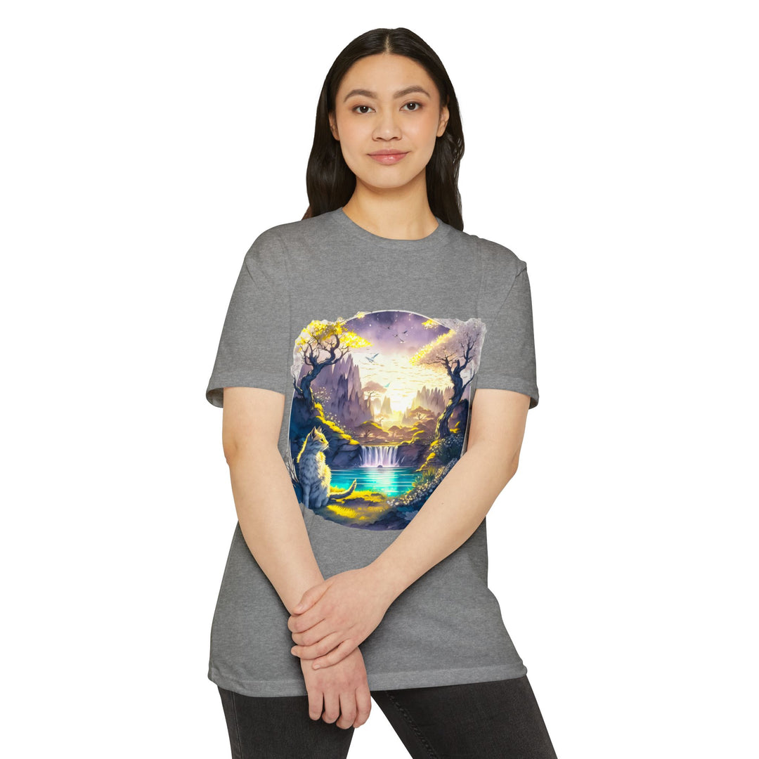 Mystical Realm Cat Top- Unisex Fantasy Landscape T-Shirt