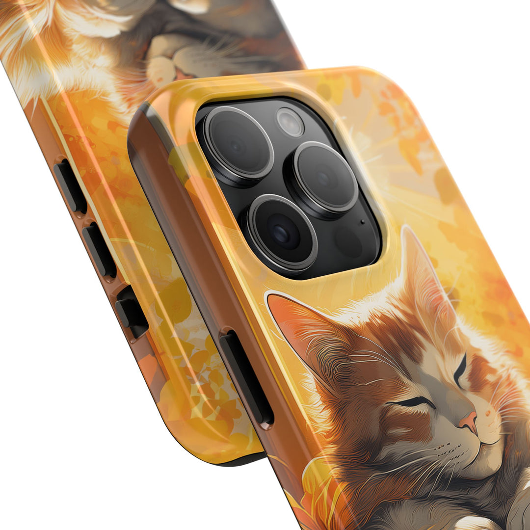 Sunlit Cat Tough Phone Case – Warmth and Protection in One