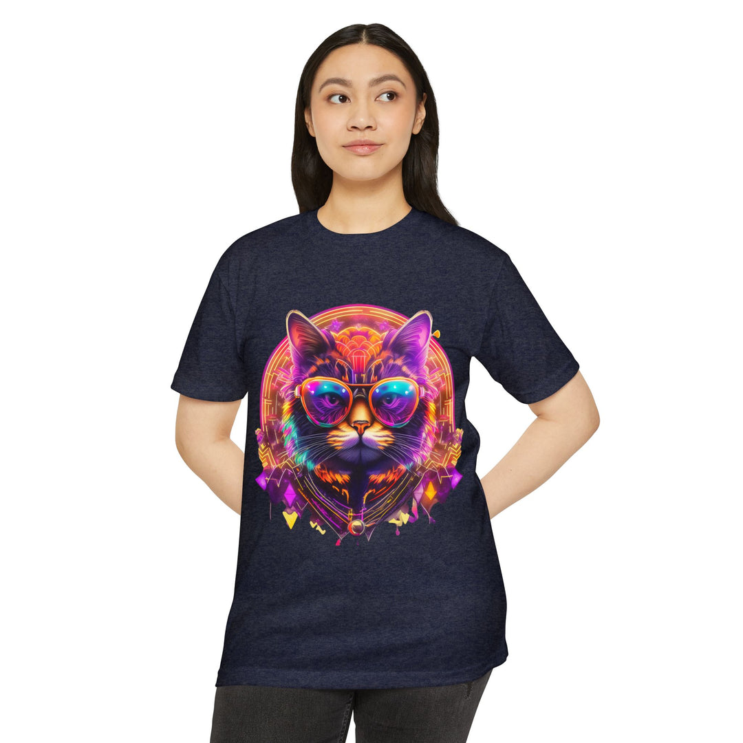 Cosmic Vibes Cat Top - Unisex Retro-Futuristic T-Shirt